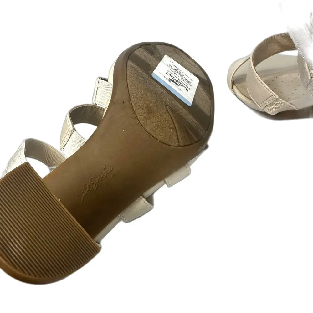 LifeStride Block Heel Sandals 13 Strappy Comfort Dressy Wedding Cream Artist